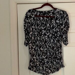 Alfani Black and White Blouse Elegant Top